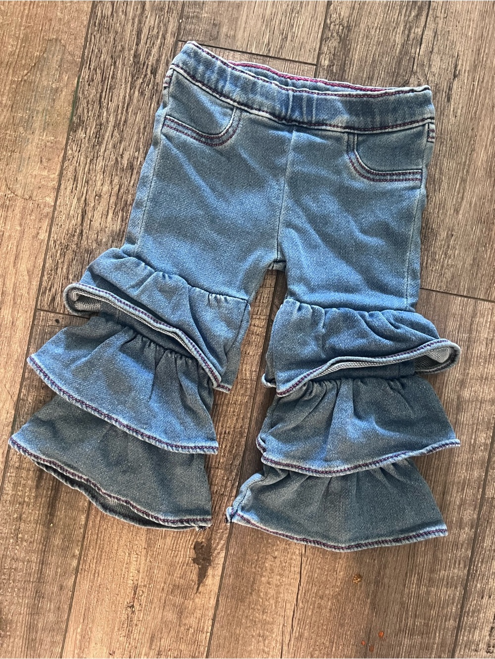 Wrangler Girls Denim Triple-Ruffle Jeans in Light Blue
